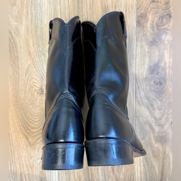 Laredo Vintage Black Leather Roper Cowboy Boots Made in USA Men’s 6.5 - Picture 5 of 9